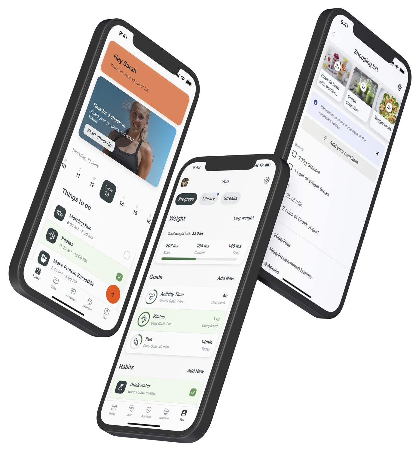 A mockup of the coaching app showcasing the features.